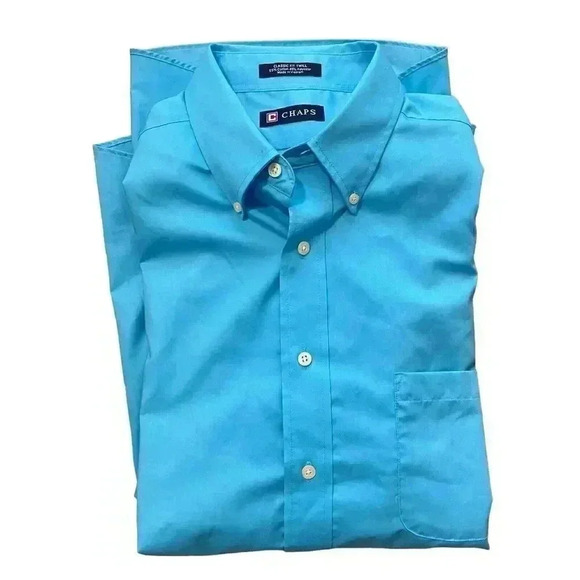 Chaps Classic Fit Twill Long Sleeve Button Front Shirt Men’s 16 16 1/2 34-35 LG - Picture 2 of 8